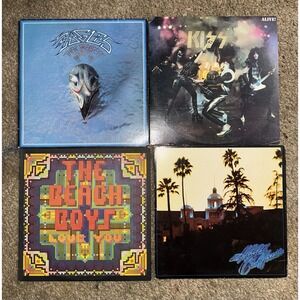 4 VTG Rock LP Records Eagles Hotel‎ California Greatest Kiss Alive Beach Boys